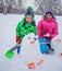 Kids plaing in the snow