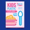 Kids Plastic Cutlery Advertising Banner Vector