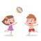 kids play beach volleyball  illustration