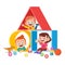 kids play on shape vector illustration