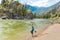 Kids play in the Similkameen River at Bromley Rock Provincial Park