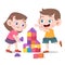 kids play with toys brick vector illustration isolated