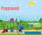 Kids playground cartoon concept background.