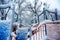 Kids playground covered with snow