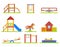 Kids playground flat vector icons set