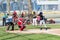 Kids playing baseball on Dubai fields,November 2015, UAE.