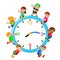 Kids playing on giant clock
