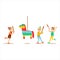 Kids Playing With Horse Shaped Pinata, Kids Birthday Party Scene With Cartoon Smiling Character