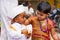 Kids playing Manjira during Dnyaneshwar Maharaj palkhi sohala, Pune