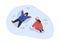 Kids playing outdoors on winter vacation. Happy children, boy and girl making snow angel, footprint, fun in snowdrift at