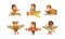 Kids Playing Pilot Wearing Airman Costume Vector Set