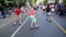 Kids playing roller skating handball footage, movie clip