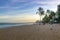 Kids playing soccer in Boa viagem Beach at sunset - Recife, Pernambuco, Brazil