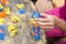 Kids playing the stacking chairs game during party