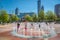 Kids playing in the water during a hot Sunday in downtown Atlanta