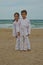 Kids practicing Aikido on the beach