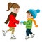 Kids Practicing Ice skate,isolated