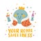 Kids print illustration. Funny cute king character. Vector illustration