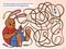 Kids puzzle to help the bunny untangle his rope