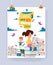 Kids reading books vector child character boy girl read textbook with bookmark illustration backdrop of educated