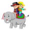Kids ride cute elephants happily
