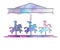 Kids ride horse on carousel  ata the amusement park