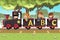 Kids riding alphabet train
