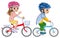 Kids riding bicycle,wore Helmet, Isolated