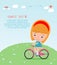 Kids riding bikes, Child riding bike, kids on bicycle vector on background,Illustration of a group of kids biking on a white backg