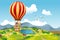 Kids riding hot air balloon