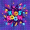 Kids room - fun child play zone poster with confetti boom explosion and colorful lettering