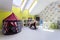 Kids room with play tent and a rocking horse