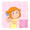 Kids - daily routine actions - cute little girl combing her short ginger hair