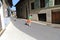 Kids running after each other in small town of Cully on Lake Geneva, Switzerland