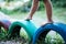 Kids running on tires