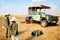 Kids on safari game drive