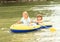 Kids sailing in punt