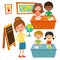 Kids school geography lessons illustration