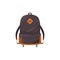 Kids schoolbag isolated icon, brown color knapsack