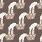 Kids seamless funny pattern with white and beige colored steamship print. Brown background