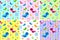 Kids seamless pattern with birds. Birdies endless background, texture.