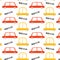 Kids seamless pattern with cars. Drawn pattern with cars wroom. Vector illustration in scandinavian style.