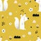 Kids seamless pattern with doodle squirrels