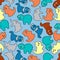 Kids seamless pattern with kittens, puppies, lambs, rabbits