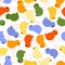 Kids seamless pattern with multi-colored chickens