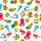 Kids seamless pattern with sea life