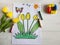 Kids simple breakfast cereal scene with tulips artwork