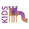 Kids slide tunnel logo, cartoon style