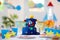 Kids space theme birthday party with cake