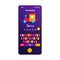 Kids spelling smartphone interface vector template. Mobile app page violet design layout. Teaching writing screen. Flat